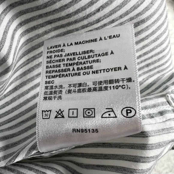 Lafayette 148 New York Popover Shirt Size XS Bracelet Sleeve Gray White Striped - Picture 11 of 11